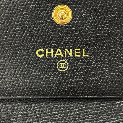 Chanel Wallet Coco Button Bifold Leather Black Simple Adult Logo — view 7