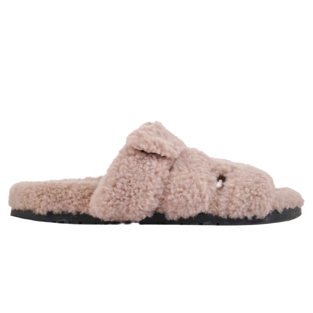 Hermes Sandals Chypre Logo Shearling Shoes — view 6