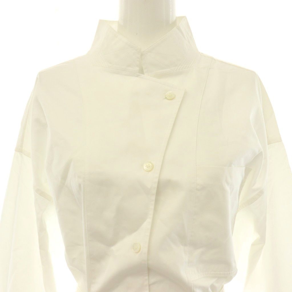 Hermes Cotton Sellier Buttons Long Shirt Long Sleeve Stand Collar 38 White DO — view 4