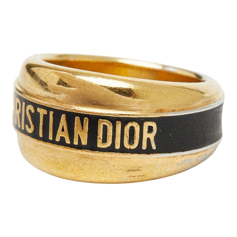 Dior Logo Code Ring M Gold Black Plated — view 2