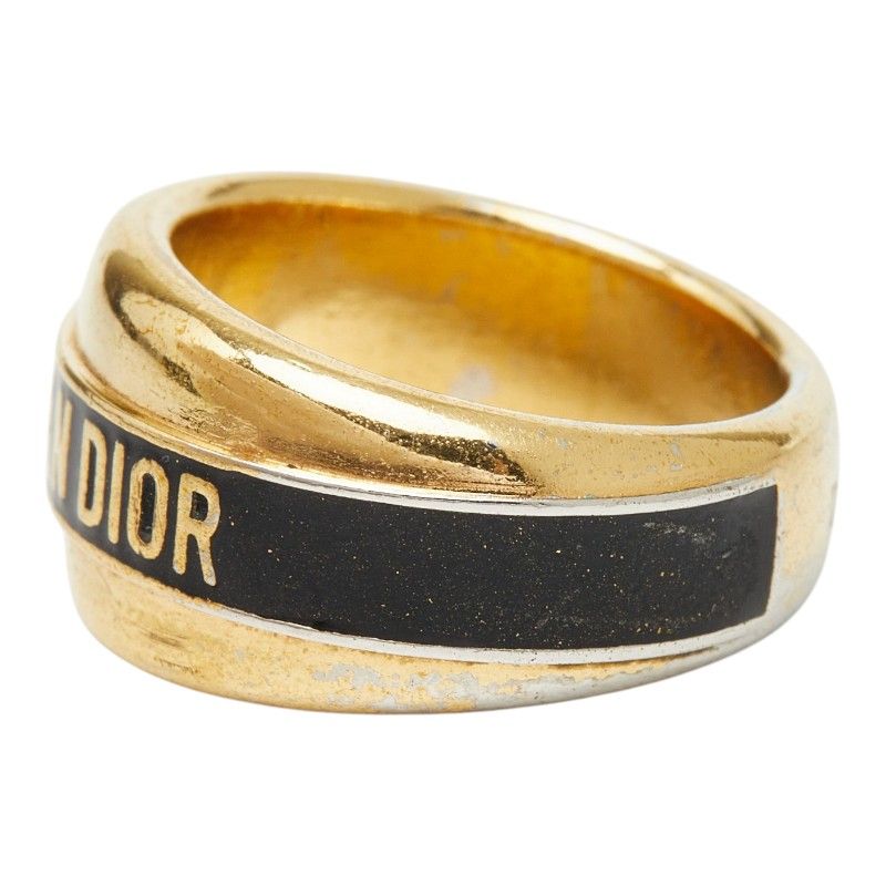Dior Logo Code Ring M Gold Black Plated — view 4