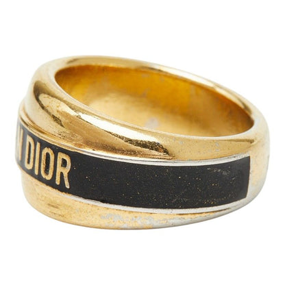 Dior Logo Code Ring M Gold Black Plated — view 4