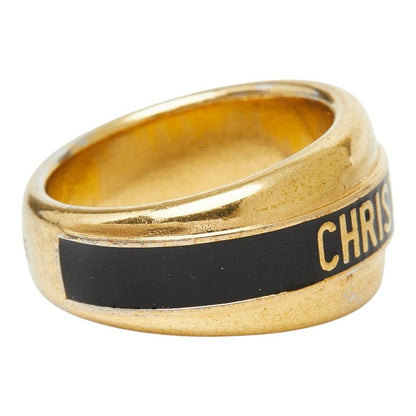 Dior Logo Code Ring M Gold Black Plated — view 5