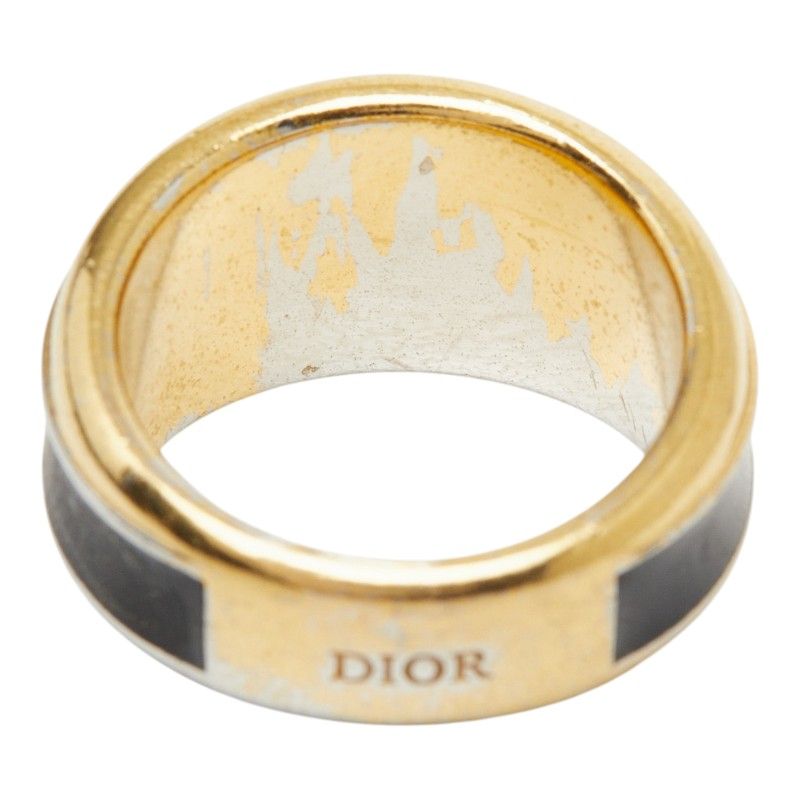 Dior Logo Code Ring M Gold Black Plated — view 3