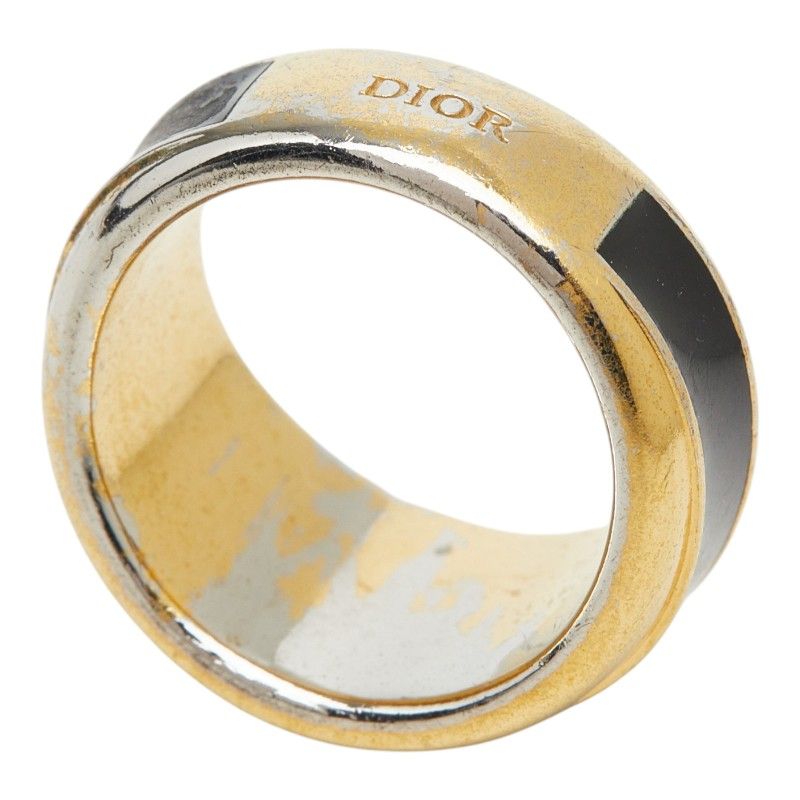 Dior Logo Code Ring M Gold Black Plated — view 6