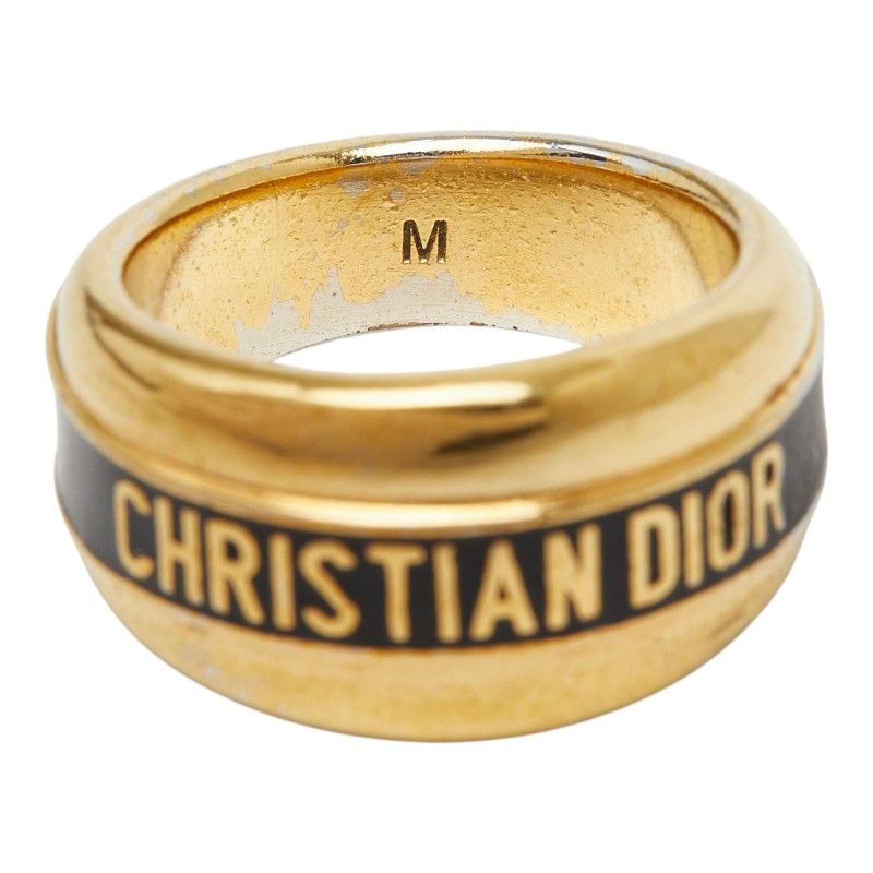 Dior Logo Code Ring M Gold Black Plated — view 7