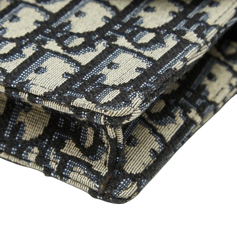 Dior Oblique Saddle Jacquard Belt Bag Shoulder Pouch Beige Navy Canvas Leather — view 4