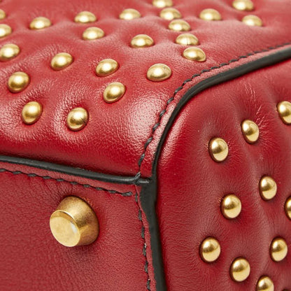 Dior Mini Lady Dior Studs Chain Shoulder Bag 2-Way Red Lambskin — view 6