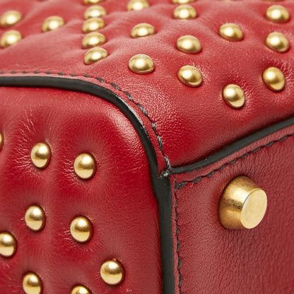 Dior Mini Lady Dior Studs Chain Shoulder Bag 2-Way Red Lambskin — view 5