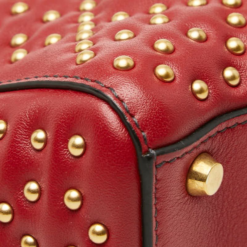 Dior Mini Lady Dior Studs Chain Shoulder Bag 2-Way Red Lambskin — view 7