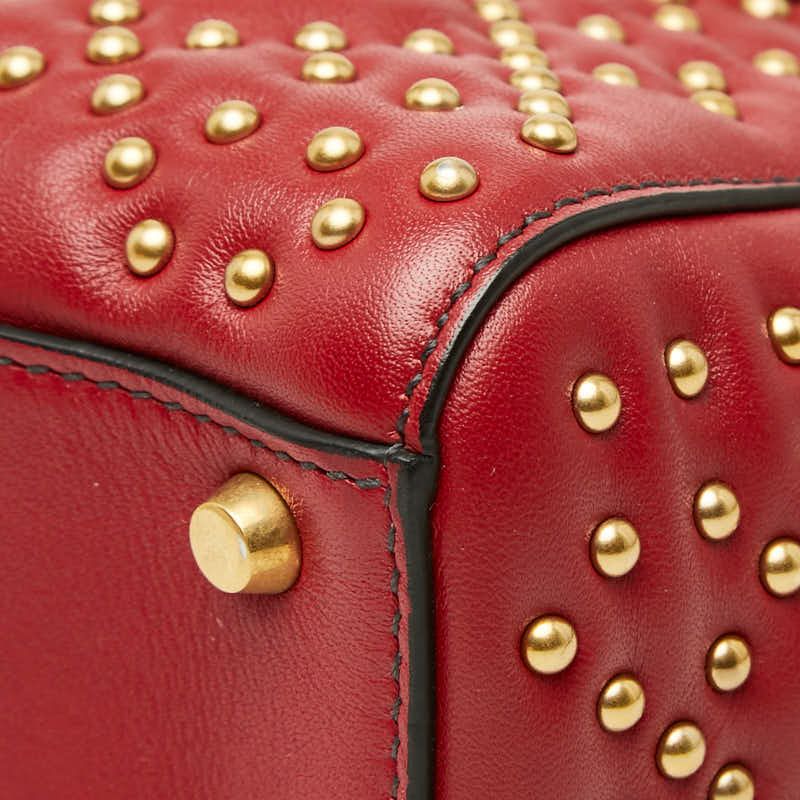 Dior Mini Lady Dior Studs Chain Shoulder Bag 2-Way Red Lambskin — view 4