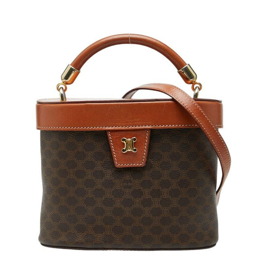Celine Macadam Vanity Shoulder Bag 2-Way Brown Leather