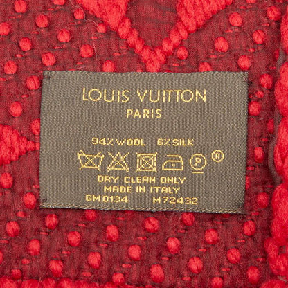 Louis Vuitton Monogram Echarpe Logomania Scarf Red Wool Silk — view 3