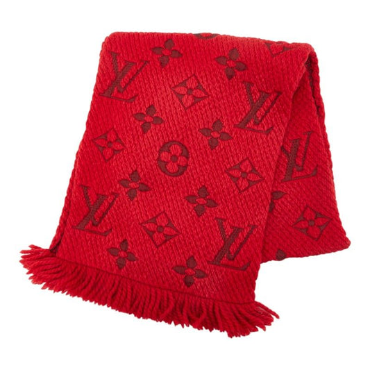 Louis Vuitton Monogram Echarpe Logomania Scarf Red Wool Silk