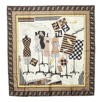 Fendi Zucca Torso Motif Scarf Multicolor Silk