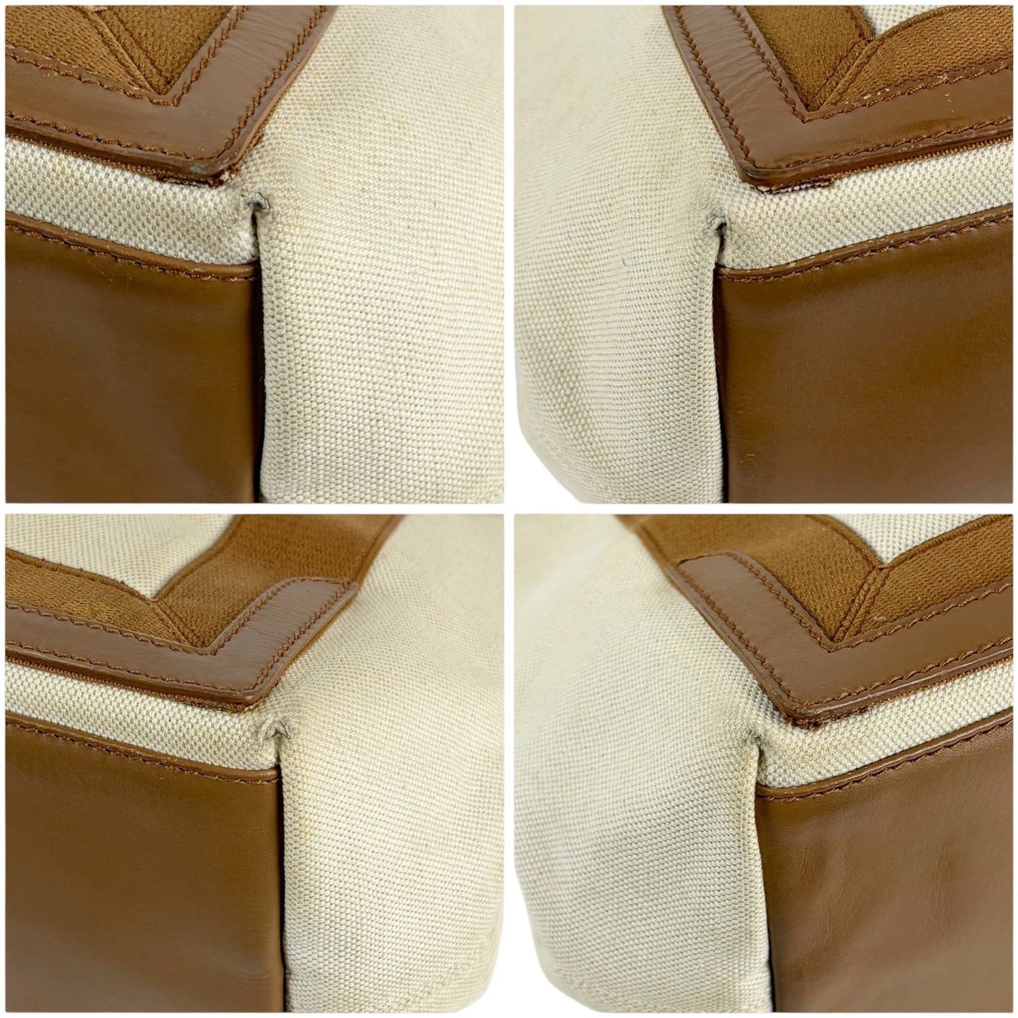 Balenciaga Navy Cabas S Mini Tote Bag Brown White Canvas — view 6