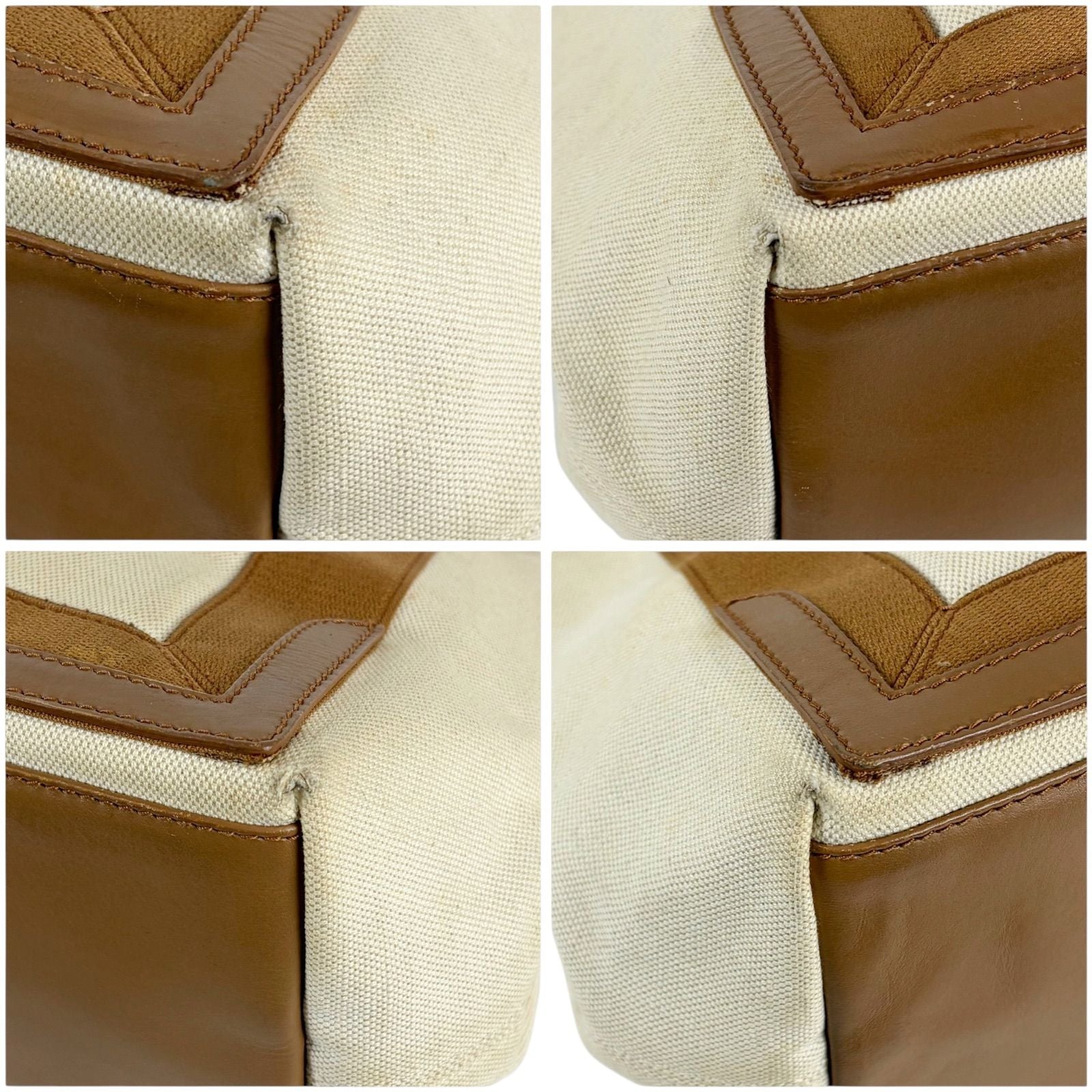 Balenciaga Navy Cabas S Mini Tote Bag Brown White Canvas — view 6