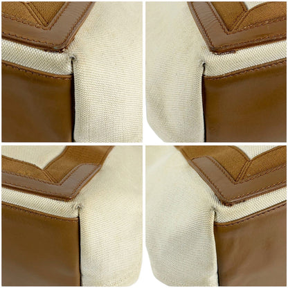 Balenciaga Navy Cabas S Mini Tote Bag Brown White Canvas — view 6