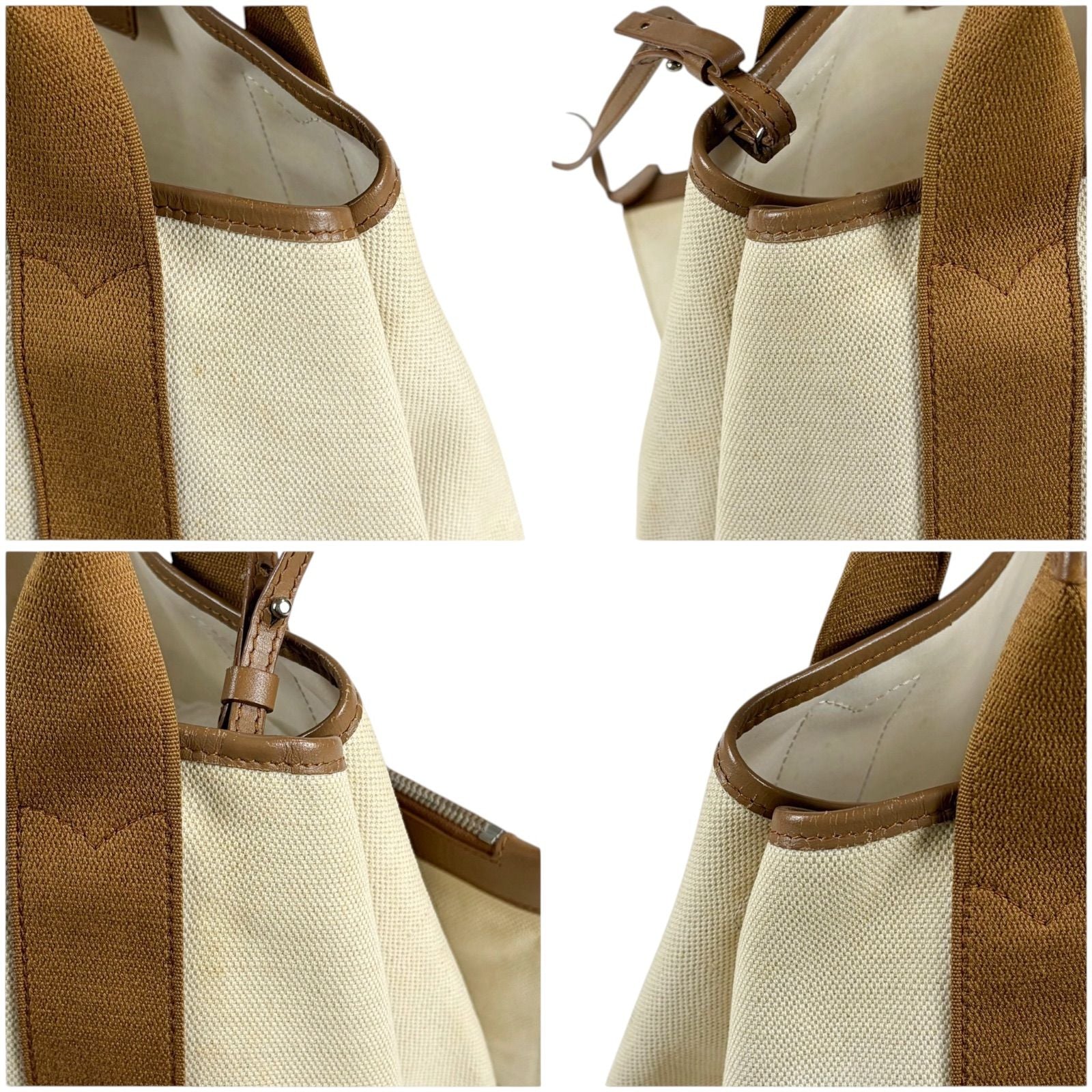 Balenciaga Navy Cabas S Mini Tote Bag Brown White Canvas — view 5