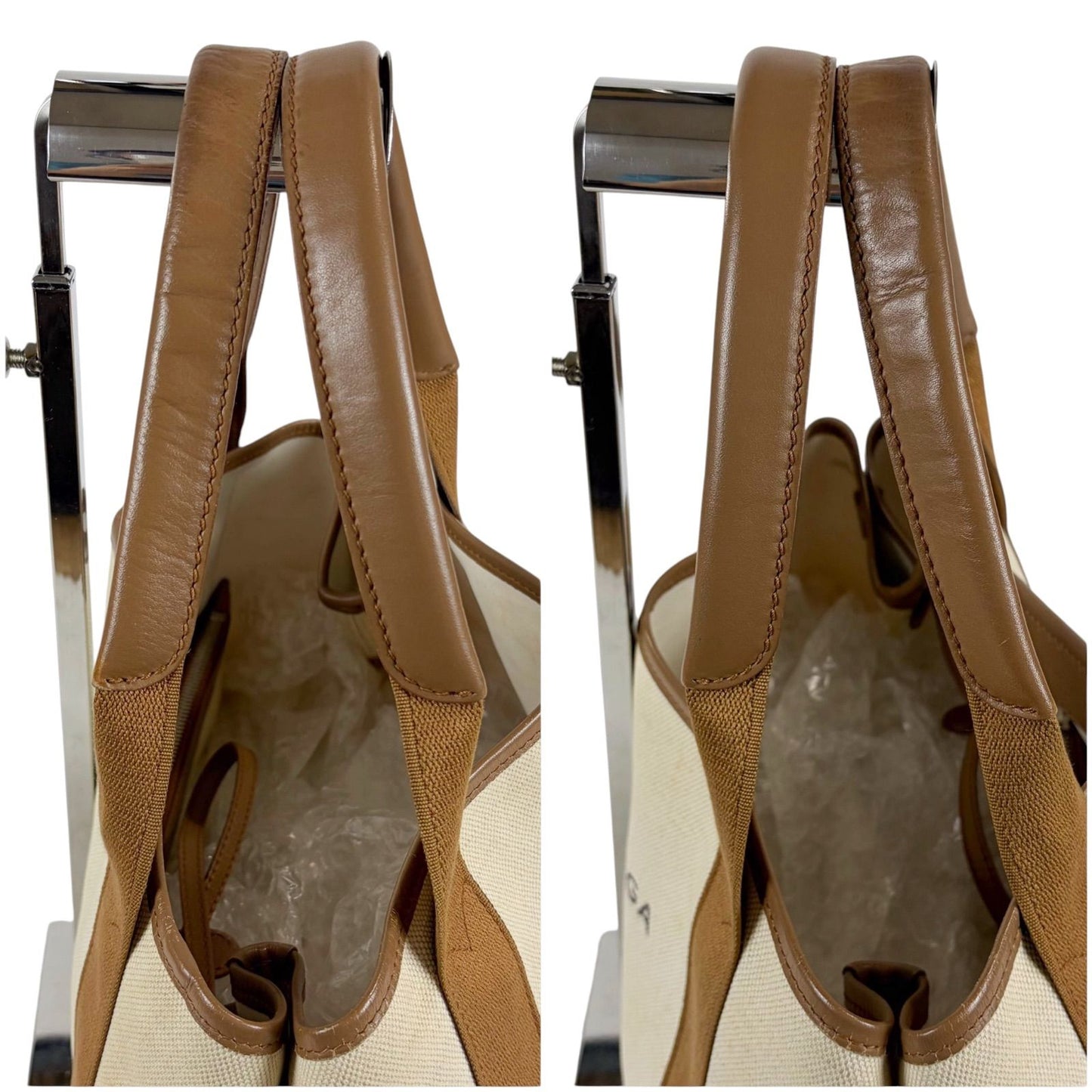 Balenciaga Navy Cabas S Mini Tote Bag Brown White Canvas — view 7