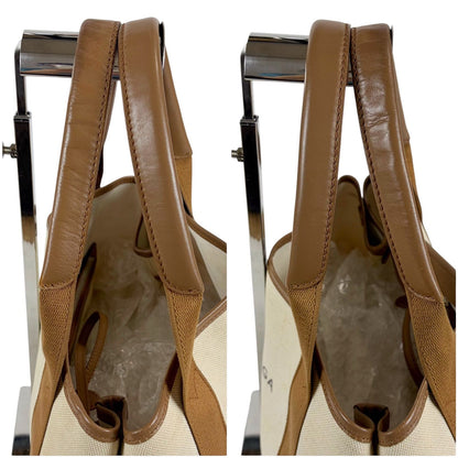 Balenciaga Navy Cabas S Mini Tote Bag Brown White Canvas — view 7