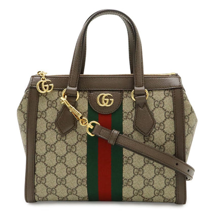 Gucci Ophidia GG Supreme Small Tote 2-Way Shoulder Bag Leather Beige Mocha Brown