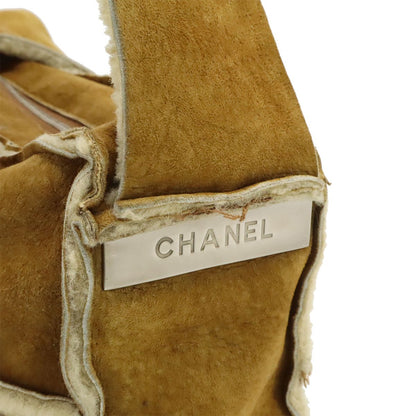 Chanel CC Logo Shoulder Bag Crossbody Shearling Brown Silver — view 4