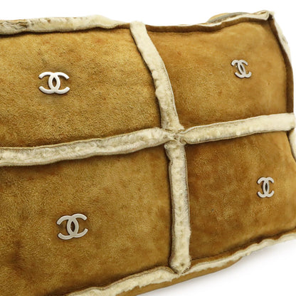 Chanel CC Logo Shoulder Bag Crossbody Shearling Brown Silver — view 8