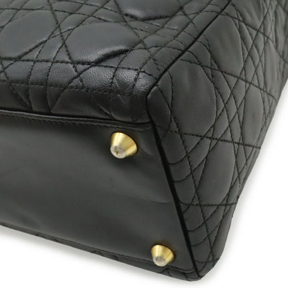 Dior Lady Dior Large Cannage 2-Way Shoulder Bag Leather Black Gold — view 3