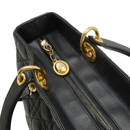 Dior Lady Dior Large Cannage 2-Way Shoulder Bag Leather Black Gold — view 5
