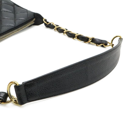 Chanel Quilted CC Logo Chain Shoulder Bag Caviar Leather Black Gold — view 4