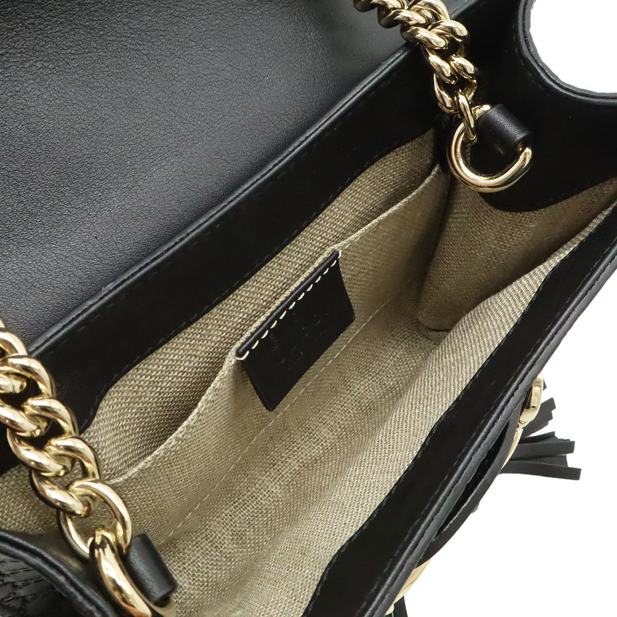 Gucci Micro Guccissima Emily Shoulder Bag Chain Pochette Fringe Tassel Leather — view 6