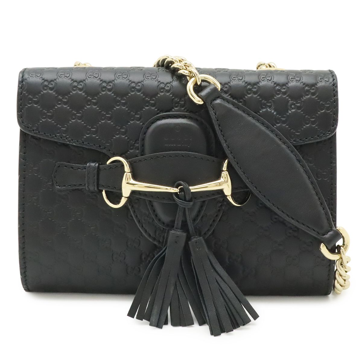 Gucci Micro Guccissima Emily Shoulder Bag Chain Pochette Fringe Tassel Leather