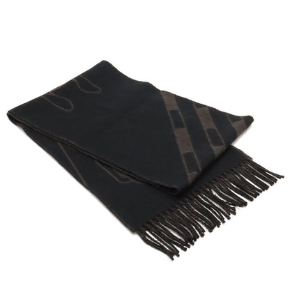 Hermes Cashmere Scarf Tet Tet Equestre Shawl Fringe Black Dark Brown — view 2