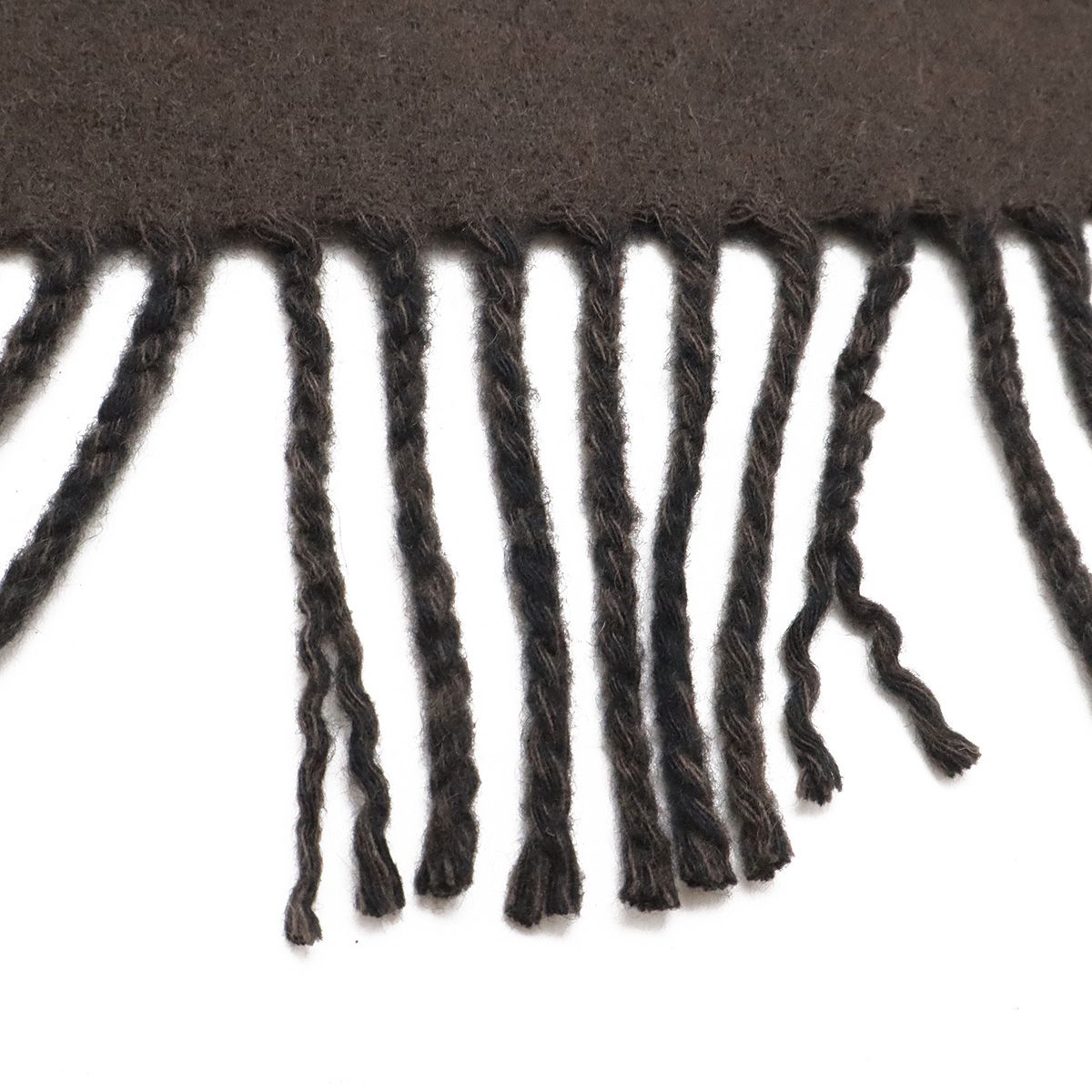 Hermes Cashmere Scarf Tet Tet Equestre Shawl Fringe Black Dark Brown — view 4