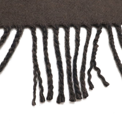 Hermes Cashmere Scarf Tet Tet Equestre Shawl Fringe Black Dark Brown — view 4