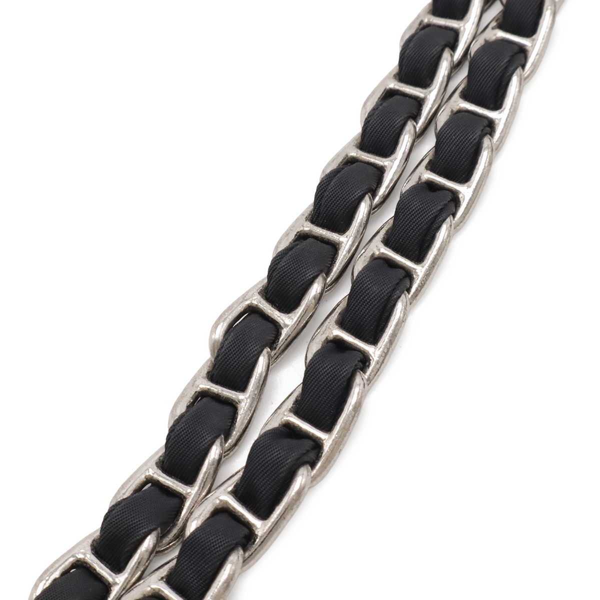 Prada Chain Shoulder Bag 2-Way Clutch Quilted Nylon Leather Navy Silver — view 4