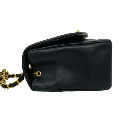 Chanel Card Quilted Diana Flap Coco Lambskin Chain Shoulder Bag Black — view 5
