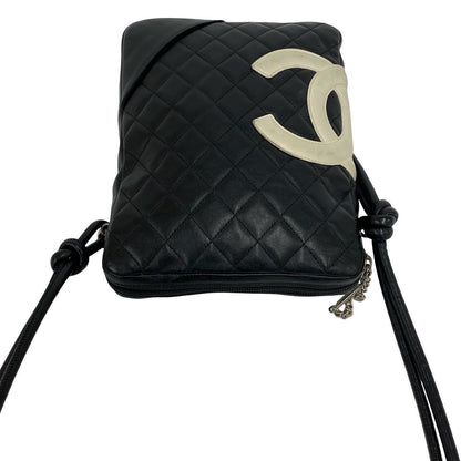 Chanel Cambon Line CC Logo Leather Mini Shoulder Bag Pochette Black — view 4