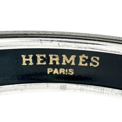 Hermes Enamel Metal Silver Blue Bangle Bracelet — view 7