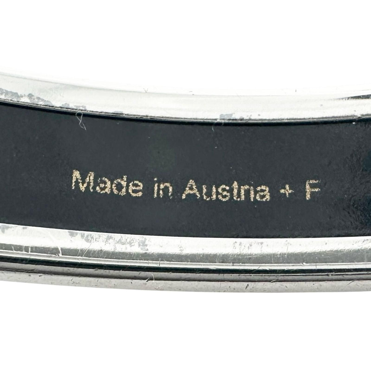 Hermes Enamel Metal Silver Blue Bangle Bracelet — view 8