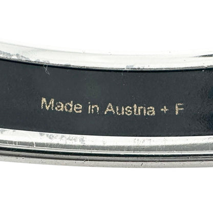 Hermes Enamel Metal Silver Blue Bangle Bracelet — view 8