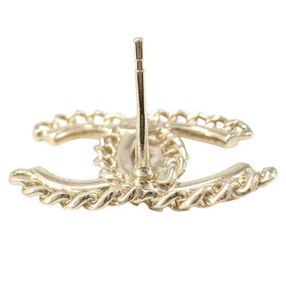 Chanel For CC Logo Single Rhinestone Gold Silver Earring — view 4