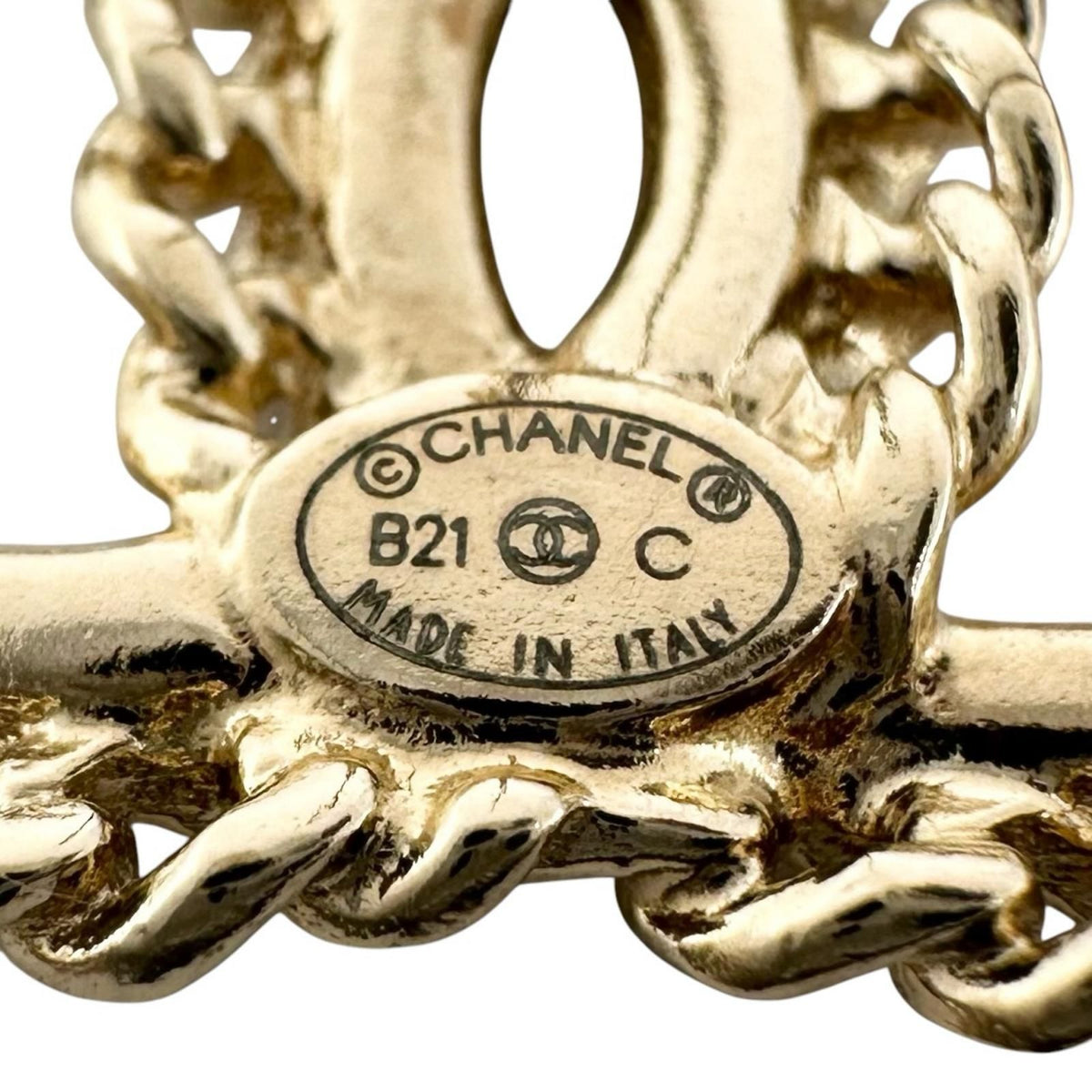 Chanel For CC Logo Single Rhinestone Gold Silver Earring — view 6