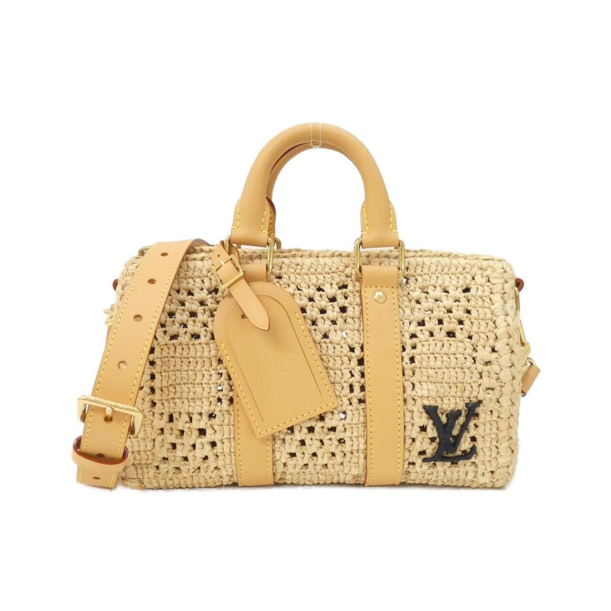 Louis Vuitton Damier Raffia Keepall Bandouliere 25 Boston Bag