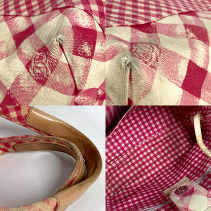 Chanel Handbag CC Logo Gingham Check Canvas Pink — view 8