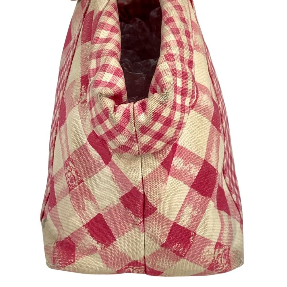Chanel Handbag CC Logo Gingham Check Canvas Pink — view 3