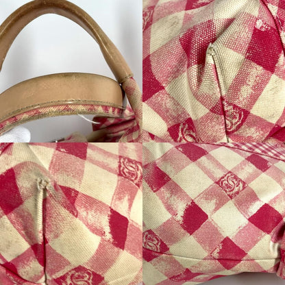 Chanel Handbag CC Logo Gingham Check Canvas Pink — view 7