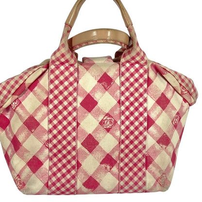 Chanel Handbag CC Logo Gingham Check Canvas Pink — view 2