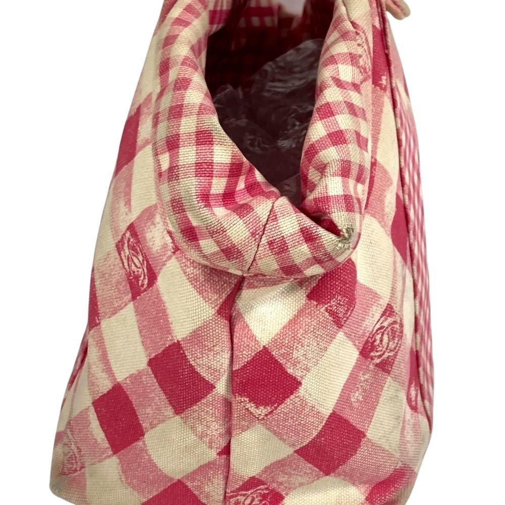 Chanel Handbag CC Logo Gingham Check Canvas Pink — view 4